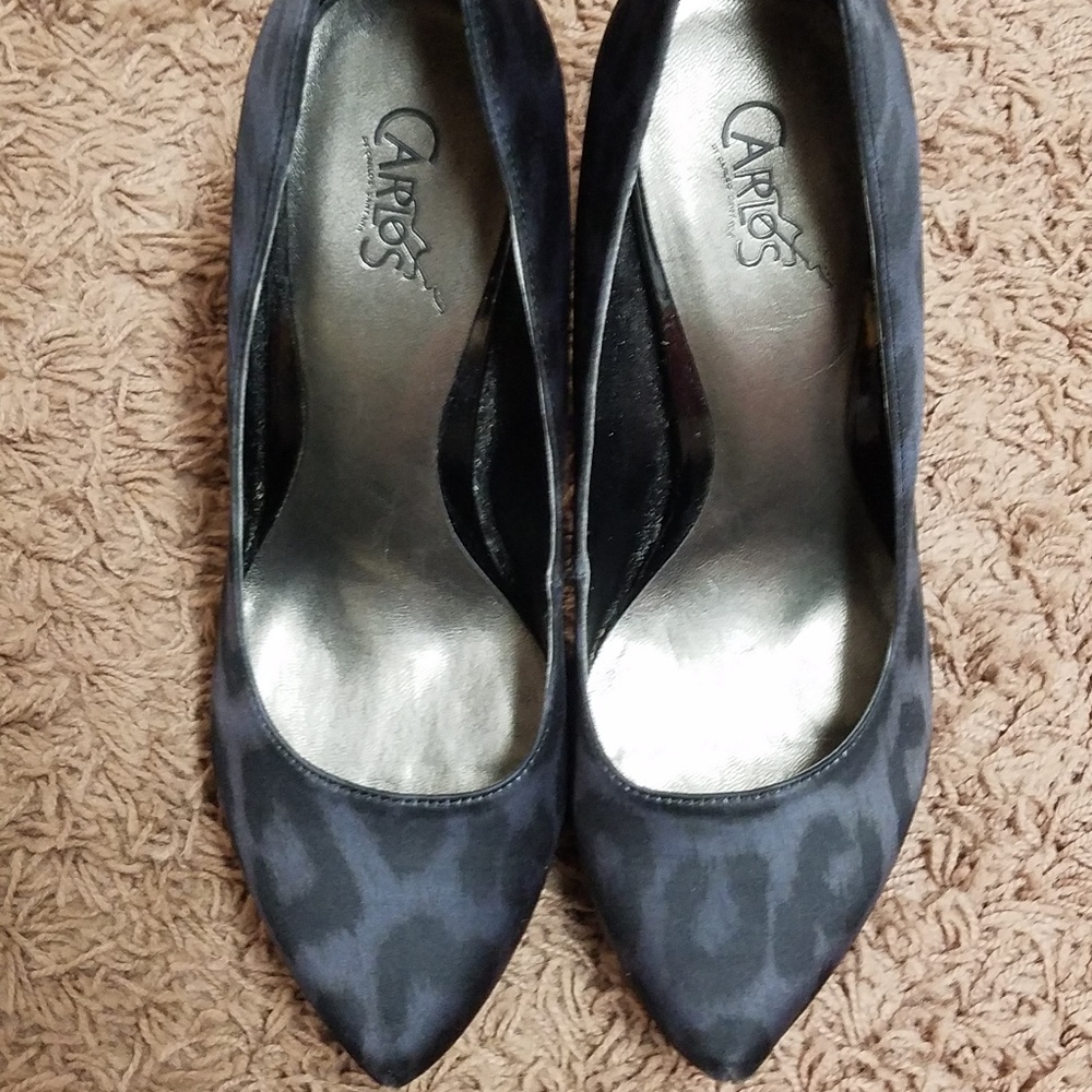 Carlos black leopard print heels